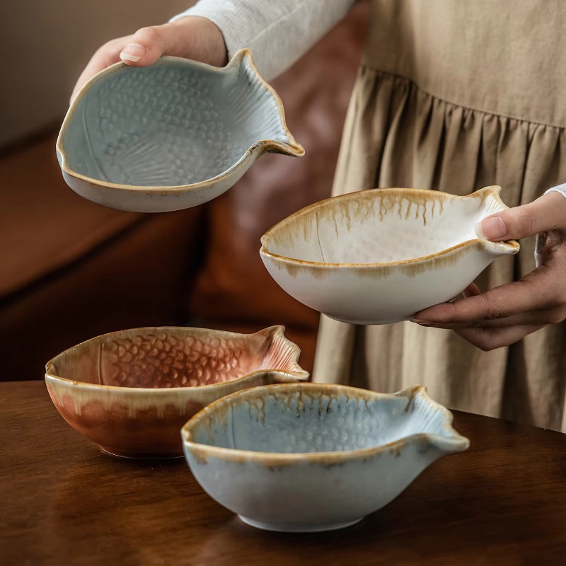Baby Food In Restaurant - Creative Fish Shape Ceramic Bowl Retro