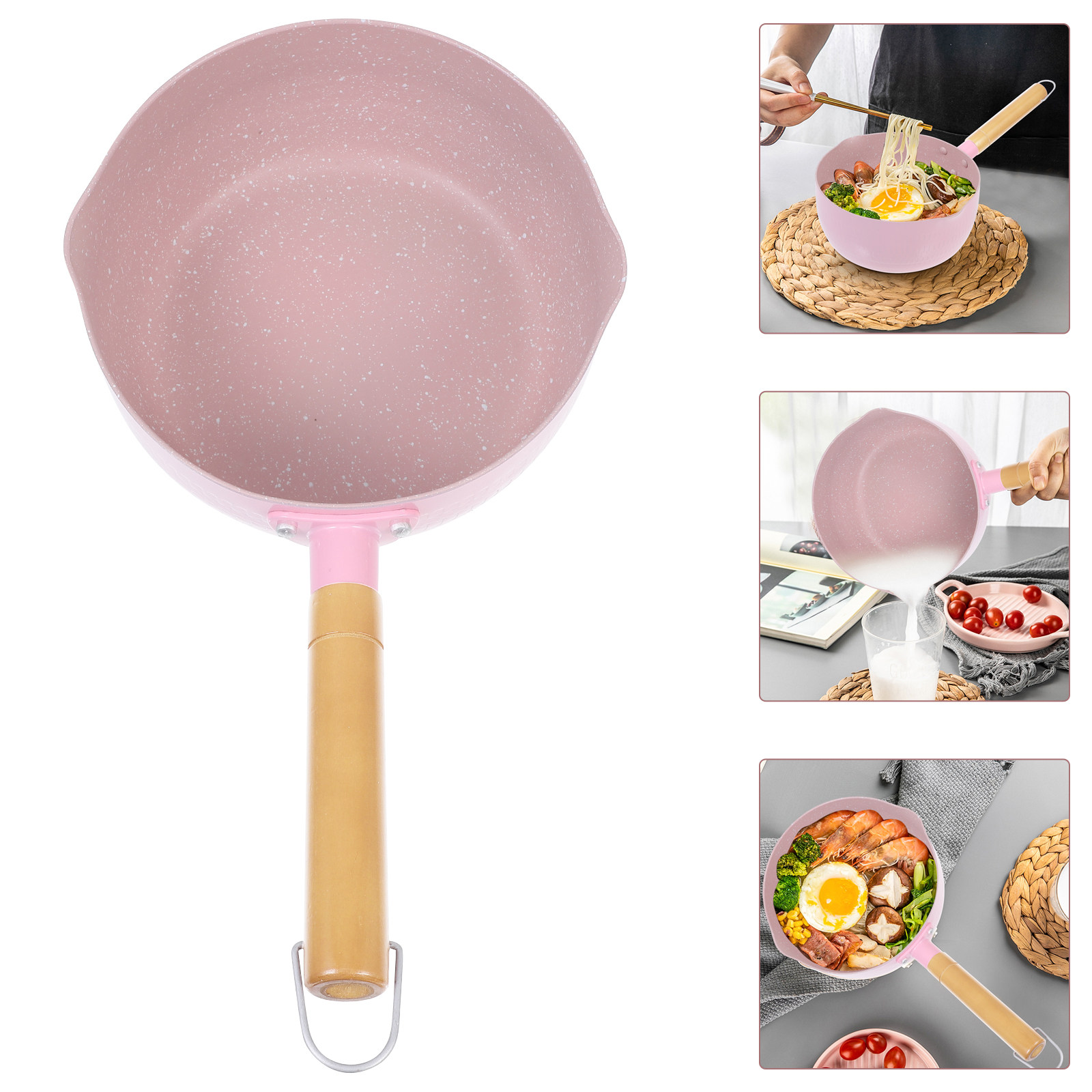 Baby Food In Restaurant - Wooden Handle Aluminium Milk Pot Multifunctional