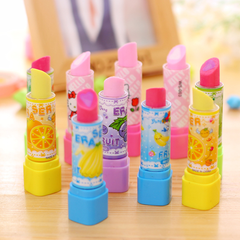 Baby Food Fruits - 10Pcs Cartoon Fruit Lipstick Shape Erasers