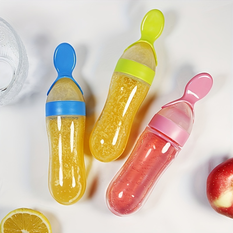 Baby Food Jars - Baby Feeding Silicone Bottle with Spoon,