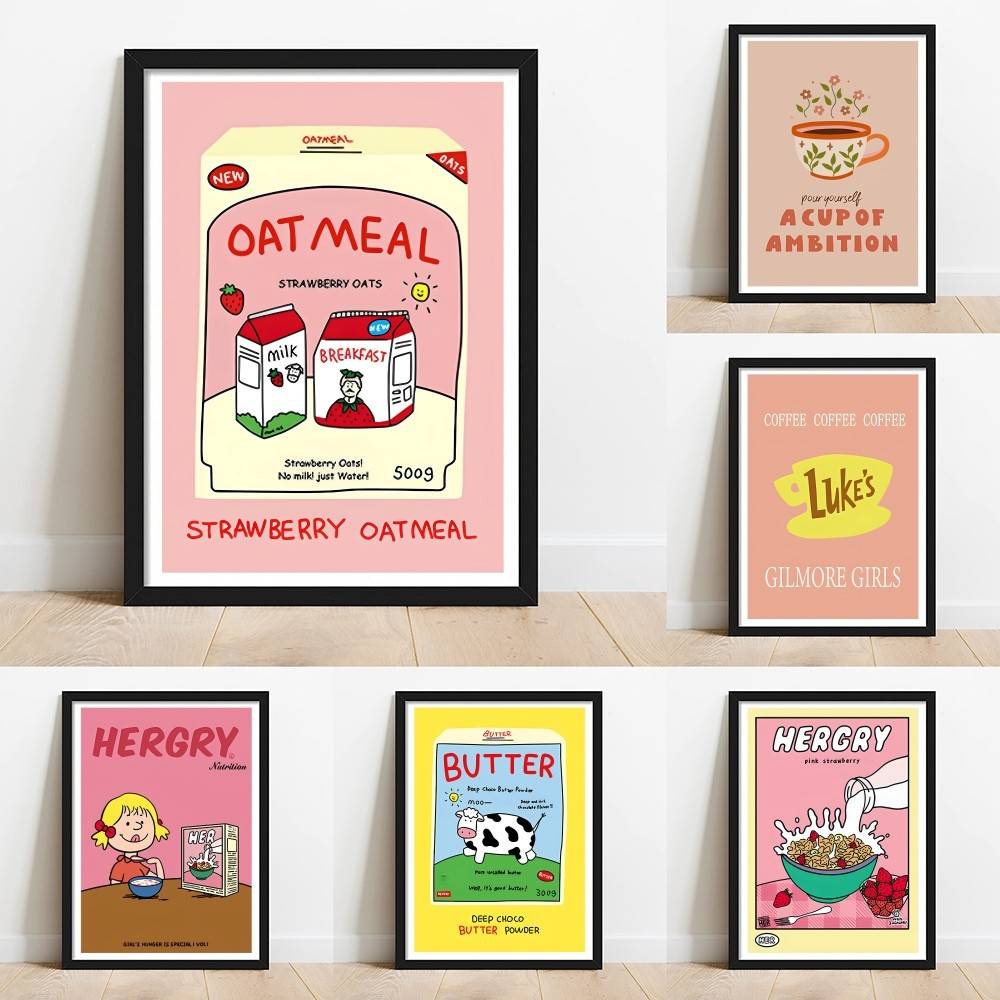 Baby Food Oatmeal - Hand Drawn Breakfast Cereal Coffee Paper