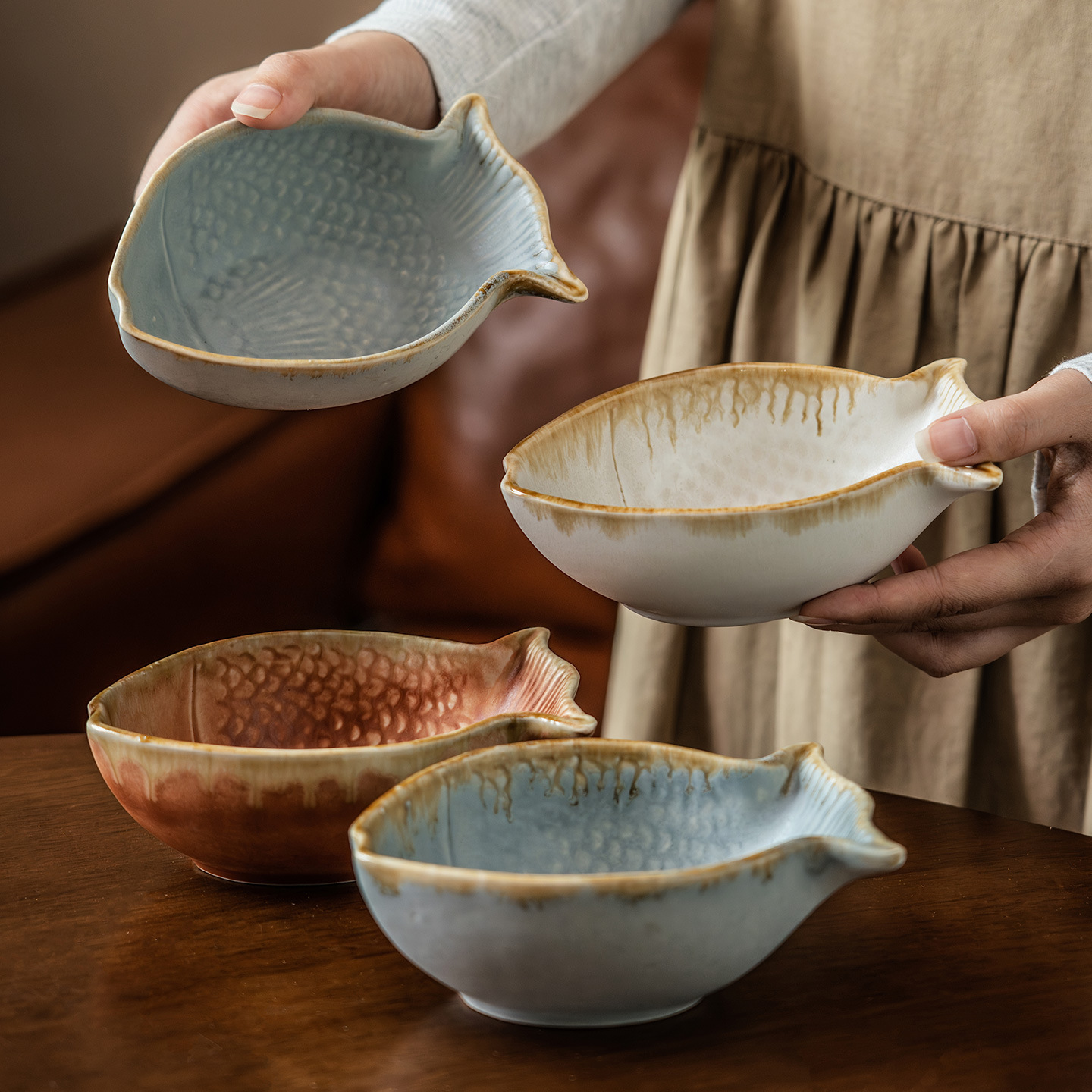 Baby Food In Restaurant - Creative Fish Shape Ceramic Bowl Retro