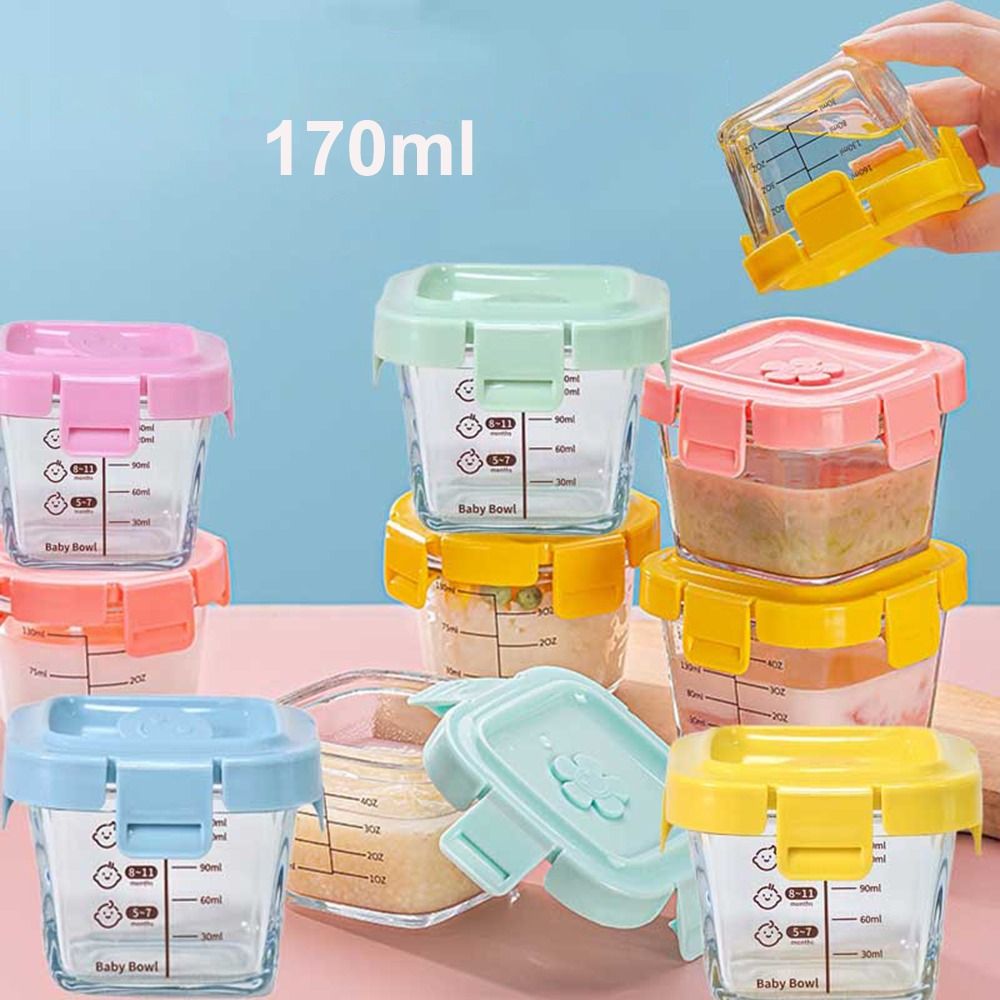 Baby Food Jars - 170ml Glass Food Storage Box Frozen