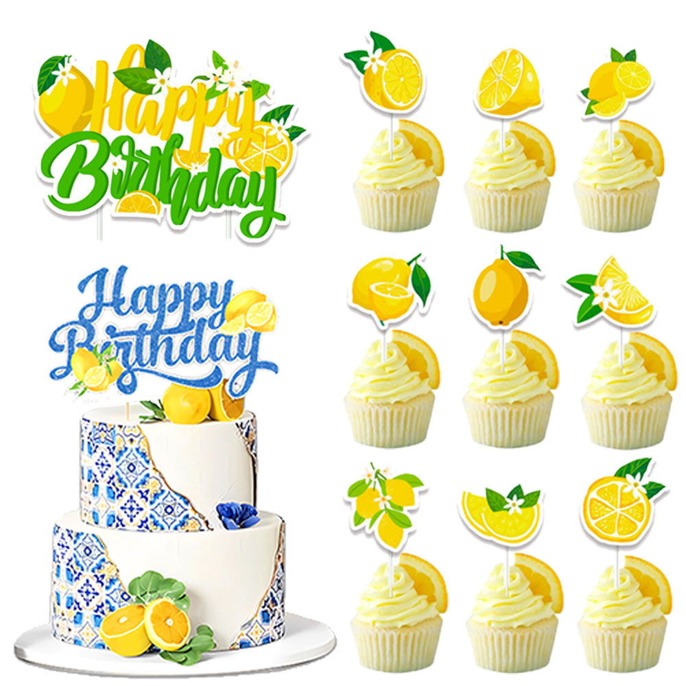 Baby Food Fruits - Lemon Cupcake Toppers Summer Cute Lemon