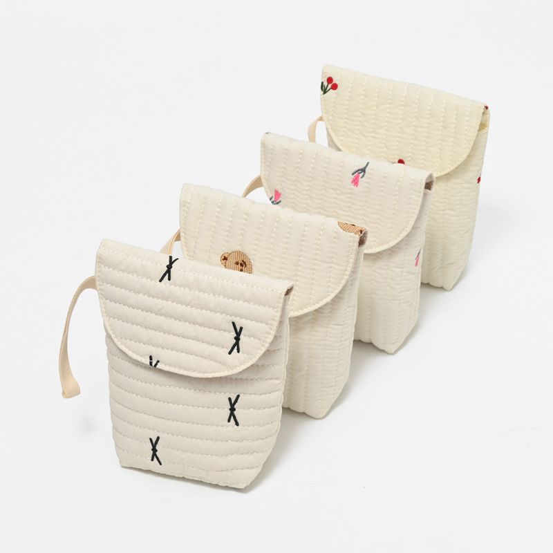 Baby Food Bottle - Embroidery Cotton Baby Diaper Bag Washable