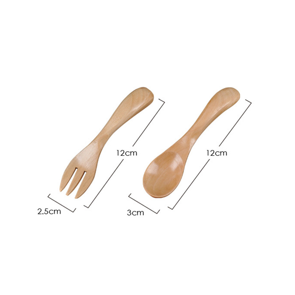 2Pcs Kids Wooden Spoon Fork Se - Baby Food In Restaurant ulasan dan harga